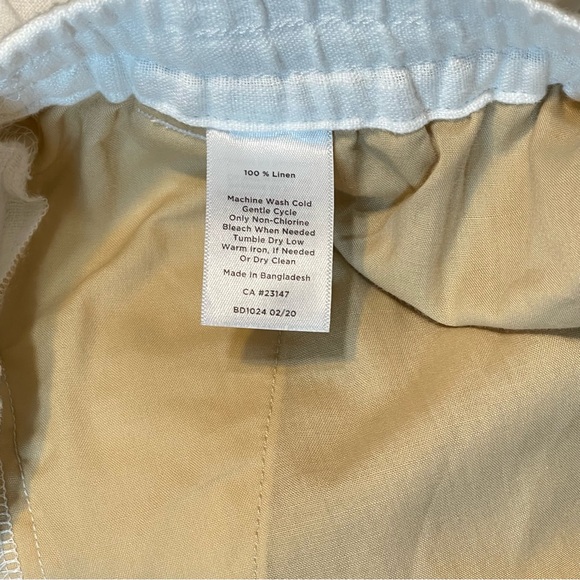 Talbots White Linen Elastic Drawstring Waist Crop Pants Size 10 - Picture 9 of 9